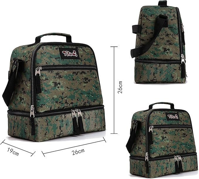 Tilami Rolling Backpack 19 inch with Lunch Bag Wheeled Laptop Backpack, Camouflage