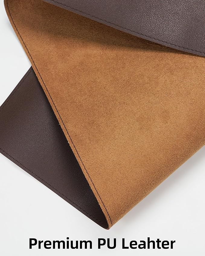 Desk Pad Mat 23.6"x13.7" - Waterproof Mouse Pad & Desk Protector, Non-Slip PU Leather for Gaming Keyboard/Mouse, Stitched Edge XL Office Desk Pad with Ergonomic Support(Chocolate)