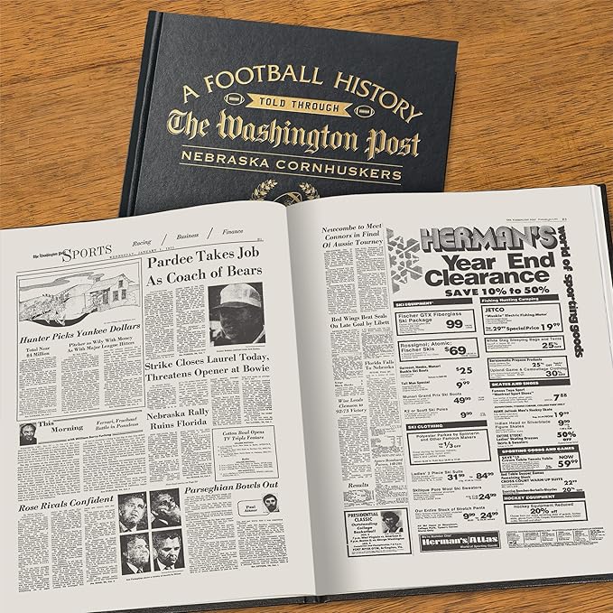 Signature gifts Personalized College Football Newspaper History Book, A3 Large Deluxe Hardcover - College Football Fan, Alumni, Students Keepsake Gift