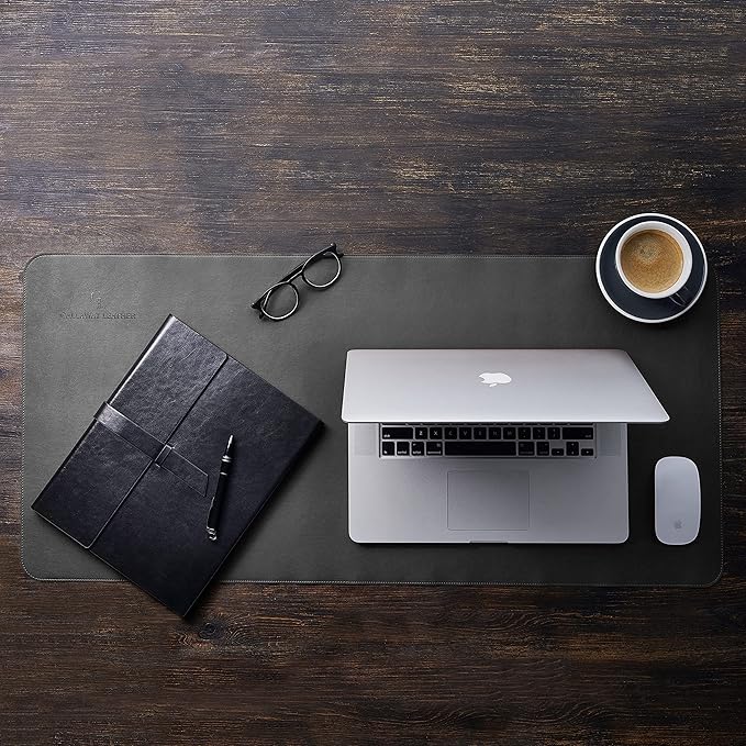 Gallaway Leather Desk Mat,Desk Writing Pad - Office Desk Pad, Large 36" x 17" Gray, Desk Mats on Top of Desks, Gift Ready Elegant Computer Desk Mat Desk Cover Desk Pad Protector PU Leather