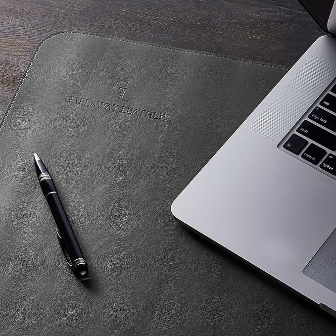 Gallaway Leather Desk Mat,Desk Writing Pad - Office Desk Pad, Large 36" x 17" Gray, Desk Mats on Top of Desks, Gift Ready Elegant Computer Desk Mat Desk Cover Desk Pad Protector PU Leather
