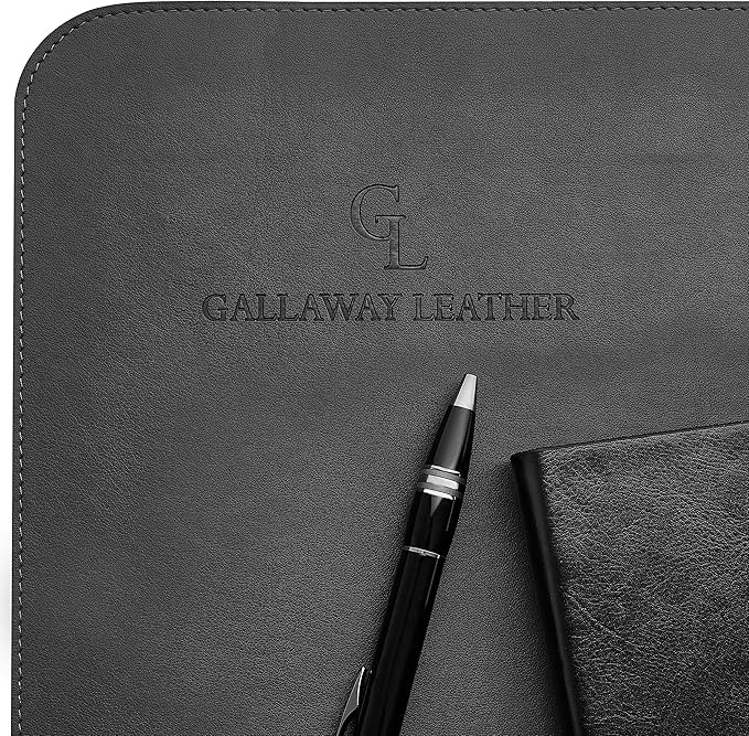 Gallaway Leather Desk Mat,Desk Writing Pad - Office Desk Pad, Large 36" x 17" Gray, Desk Mats on Top of Desks, Gift Ready Elegant Computer Desk Mat Desk Cover Desk Pad Protector PU Leather
