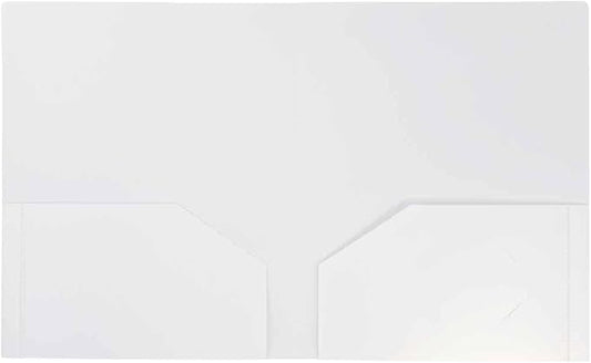 JAM PAPER Heavy Duty Plastic 2 Pocket Extra Tough School Folders - White - Bulk 144/Box