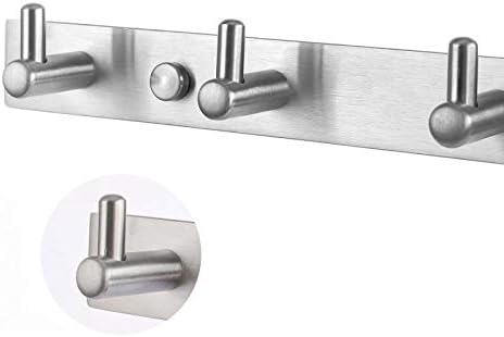 Towel Hook Rack Brushed Nickel 17-Inch Coat Hook Rail Wall Mounted with 7 Heavy Duty Hooks, Durable Wall Hangers for Bedroom, Bathroom, Foyer, Hallway (304 Stainless Steel)
