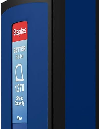 Staples Better Binder Heavy-Duty View, Blue, 1000-Sheet Capacity, 5" (Ring Diameter)