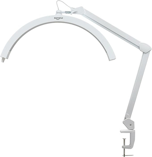 LED Half Moon Light with Desk Clamp, 30W Bright 288PCS LEDs, Metal Swing Arm for Beauty, Nail Art, Makeup, Facial Care, Tattoos, Sewing and Hand Craft DIY(White)