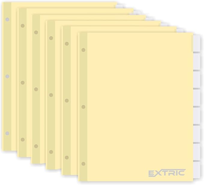 8-Tab Binder Dividers for 3 Ring Binder, Insertable Clear Big Tabs, Letter Size Paper Divider, 8.5 x 11 inch, 6 Sets (48 Dividers Total)