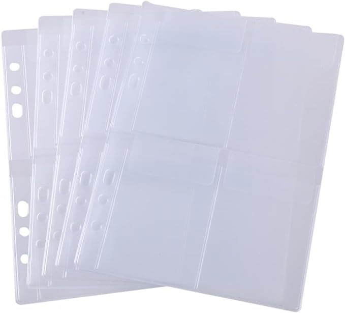 10 Pack A5 Size Plastic Binder Pockets,6 Holes Waterproof PVC Folders Loose Leaf Bag forBudgeting Loose Leaf Bags Planner Insert Pouches Photo,Document, Stamp & Die Storage Bills Organizer