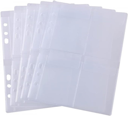 10 Pack A5 Size Plastic Binder Pockets,6 Holes Waterproof PVC Folders Loose Leaf Bag forBudgeting Loose Leaf Bags Planner Insert Pouches Photo,Document, Stamp & Die Storage Bills Organizer