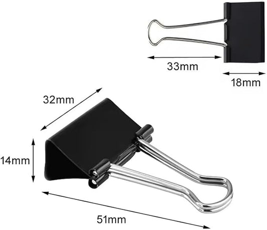 100 Pack Medium Binder Clips, Standard 32mm/1.25 in Binder, Durable Medium Black Binder Clips Bulk, Office Binder Supplies, Paper Binders, Metal Binders for Filing, Office, School, Home