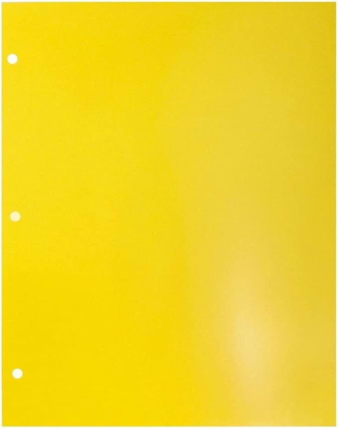 JAM PAPER Laminated Two Pocket Glossy 3 Hole Punch School Folders - Letter Size - High Gloss Yellow - 6/Pack