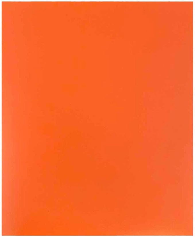JAM PAPER Heavy Duty Plastic 2 Pocket Extra Tough School Folders - Orange - Bulk 48/Pack