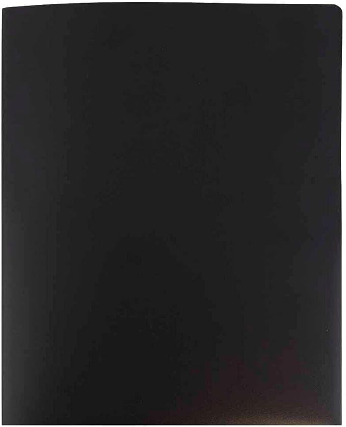 JAM PAPER Heavy Duty Plastic 2 Pocket Extra Tough School Folders - Black - Bulk 48/Pack
