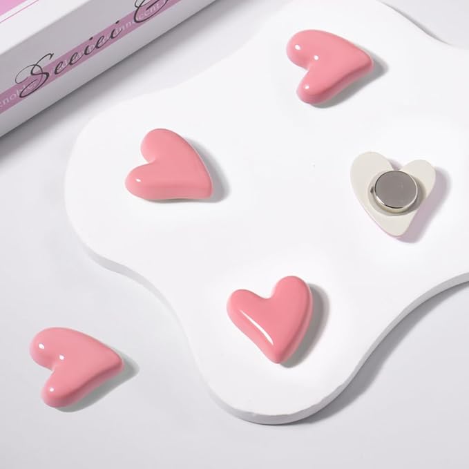 22Pcs Fridge Magnets,Cute Love Heart Decorative Magnets, Refrigerator Magnets for Whiteboard Cabinet Locker,Strong Holding Power,Pink