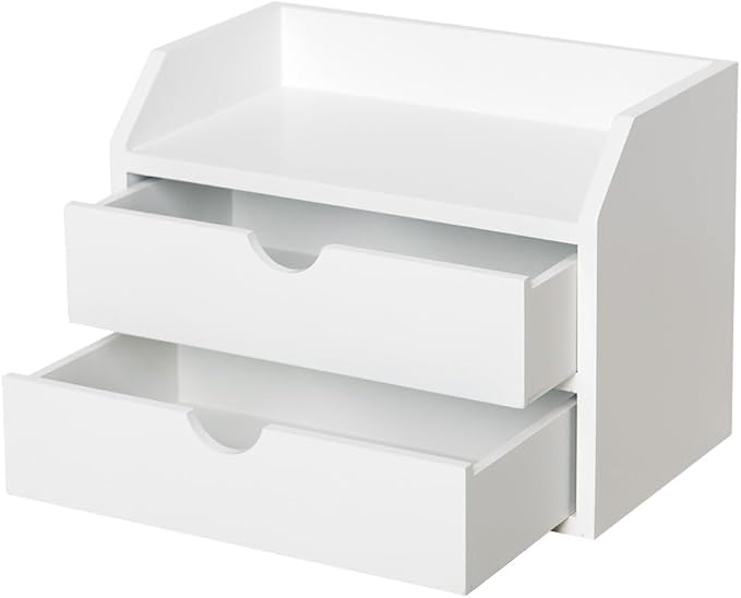 ZGZD Wooden Organizer Mini Desk Drawer Tabletop Office Supplies Desk Accessories for Office or Home (2 Drawers)