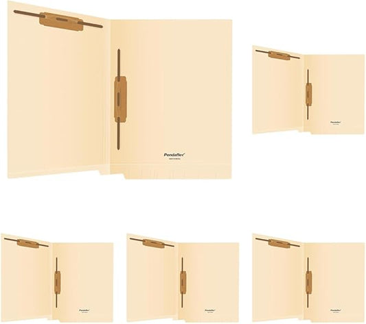 Pendaflex End Tab Fastener File Folder, Manila Folders with Two 2" Bonded Prong Fasteners, Reinforced Straight Cut Tabs, 50 Per Box (44710) (Pack of 5)