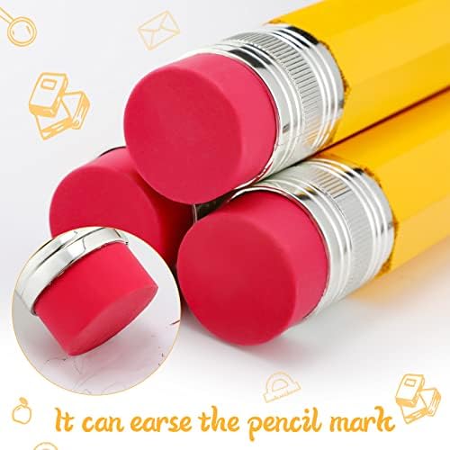 Leinuosen 12 Pcs Wooden Jumbo Pencils for Prop Gift Decor 14 Inch Giant Big Large Funny Novelty Comically Yellow Pencil with Eraser for School Office Party Favors