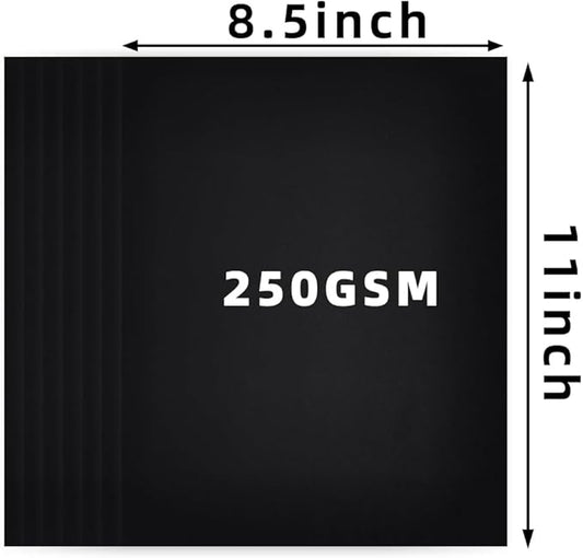 30 Sheets Black Cardstock, 8.5 x 11 Card Stock, 92lb/250gsm Thick Cover Stock, Heavyweight Printer Paper for Invitations, Scrapbooking, Crafting, DIY Projects, Decoration and Drawing