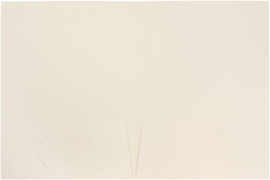 JAM PAPER Two Pocket Textured Linen Presentation Folders - Letter Size Business Folder - Ivory - Bulk 50/Box