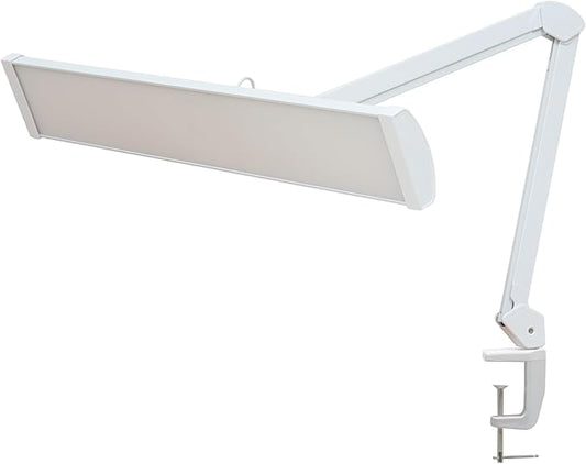 LED Architect Desk Lamp with Clamp, Metal Swing Arm 4500 Lumens Dimming Office Table Lamp for Task Work Drafting Reading Desktop, 342PCS Bright LEDs, 50W Workbench Lamp(White)