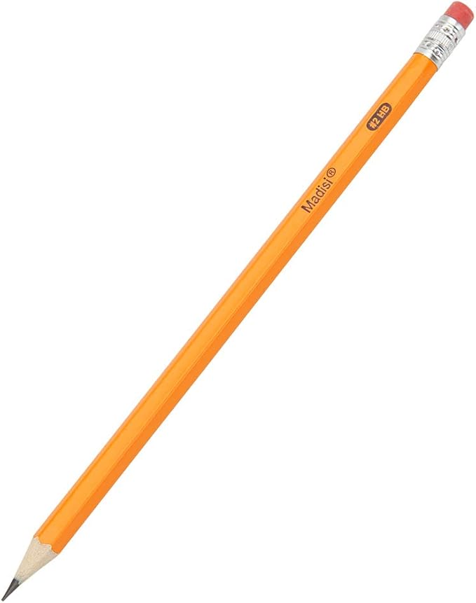 Madisi Wood-Cased #2 HB Pencils, Yellow, Pre-sharpened, 16 Packs of 12-Count, 192 pencils in box
