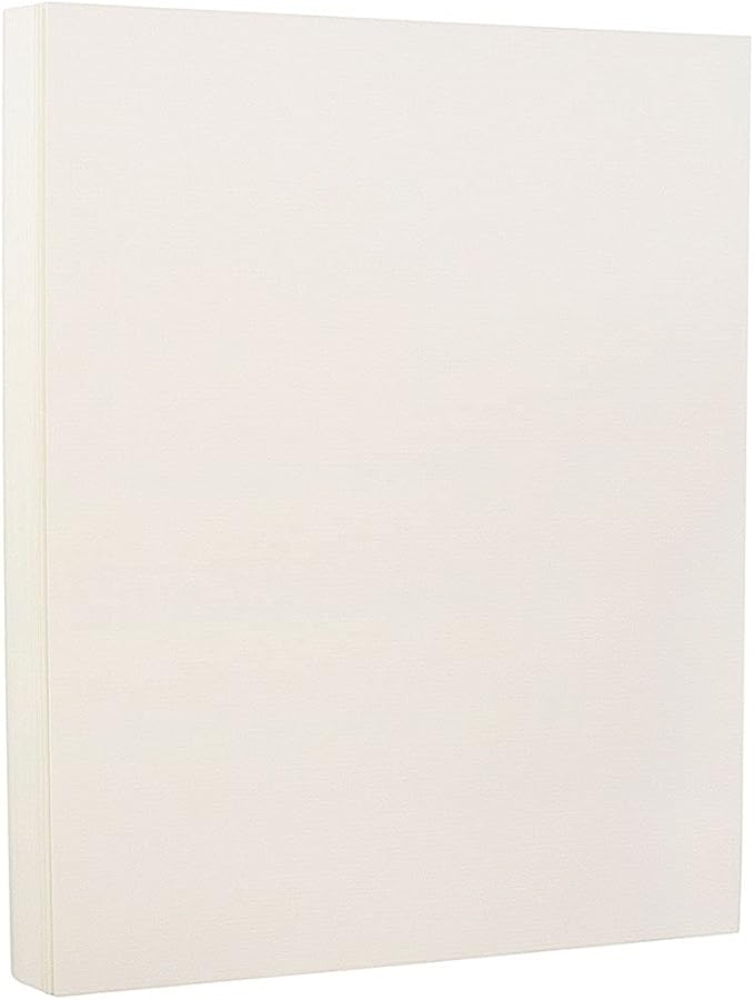 JAM PAPER Strathmore 88lb Cardstock - 8.5 x 11 Coverstock - 237 gsm - Natural White Laid - 25% cotton - 50 Sheets/Pack