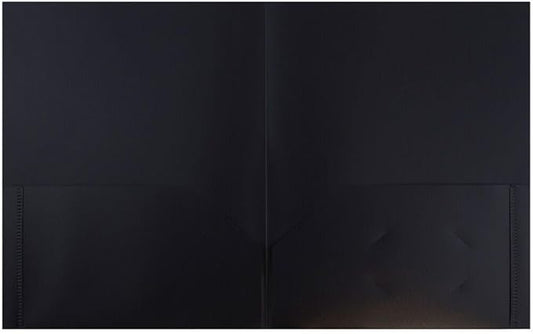 JAM PAPER Plastic 2 Pocket POP Folders - Durable School Folders - Black - Bulk 144/Box