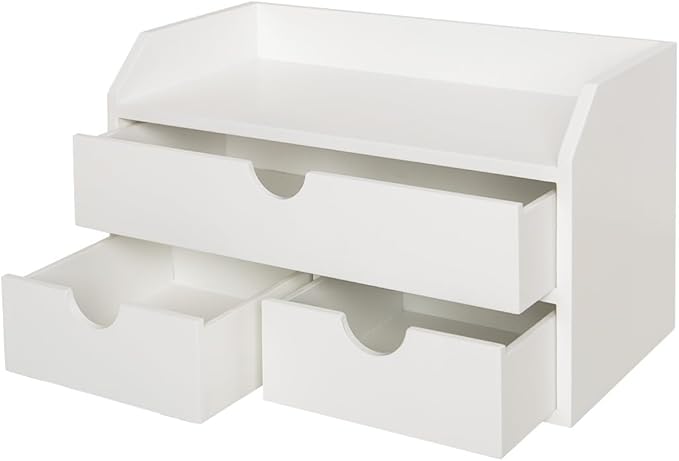 ZGZD Elegant Wooden Desk Organizer with 3 Drawers – Premium Tabletop Office Supplies Storage for Home & Office – Stylish, Space-Saving, Multi-Functional Desk Accessories