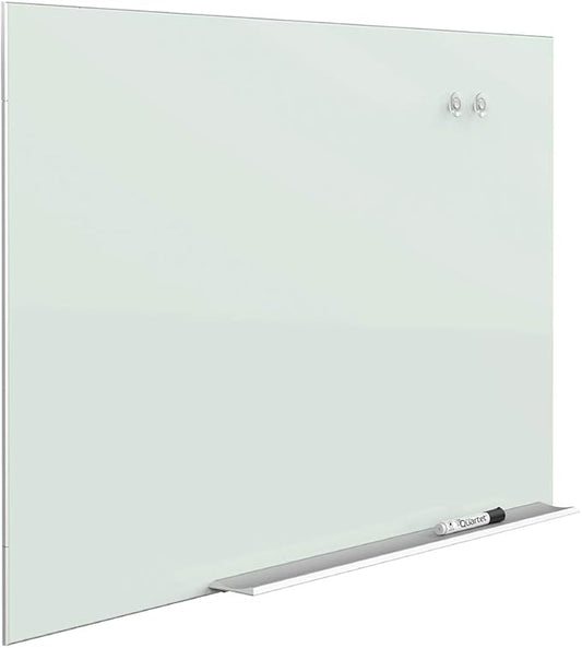 Quartet Glass Whiteboard, Magnetic Dry Erase White Board, 85" x 48", Wide Format, Aluminum Frame, Element (G8548E)