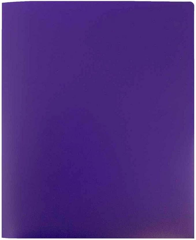 JAM PAPER Heavy Duty Plastic 2 Pocket Extra Tough School Folders - Purple - Bulk 48/Pack