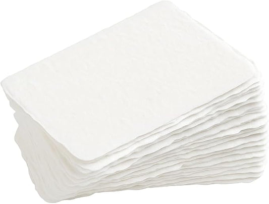Handmade Cotton Paper with Deckle Edge Recycled Cotton Rag Mixed Media Card Stock for Placecard/Escort Cards, Place Cards, Vow Cards, Business Card (2x3 inch A8, 150gsm, 50 Pack)