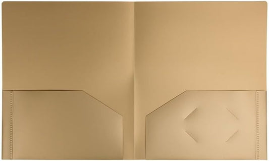 JAM PAPER Heavy Duty Plastic 2 Pocket Extra Tough School Folders - Gold - Bulk 144/Box