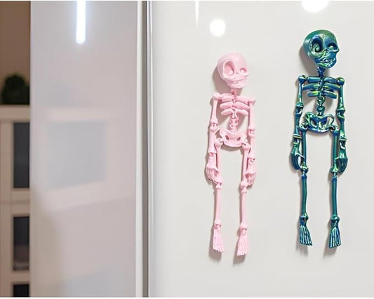 5PCS Posable Skull Refrigerator Magnets, 3D Printed Refrigerator Magnets with Movable Joints, Creative Halloween Skull Decorations, Suitable for Kitchen, Office and Locker Gecorations