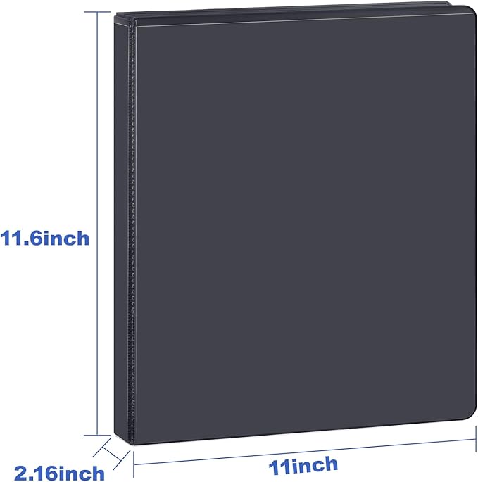 ViVin Sturdy 1.5 Inch D Ring Binders, 1.5'' 3 Ring View Binder with Customizable Clear Cover, Holds 350 Sheets of 8.5" x 11" Paper, 6 Pack, Black