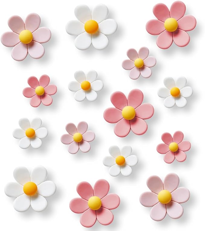 18 pcs - Cute Flower Magnet, Girl Pink Magnet for Fridge and Locker, Whiteboard, and Decoration（18 pcs - Flower-Pink