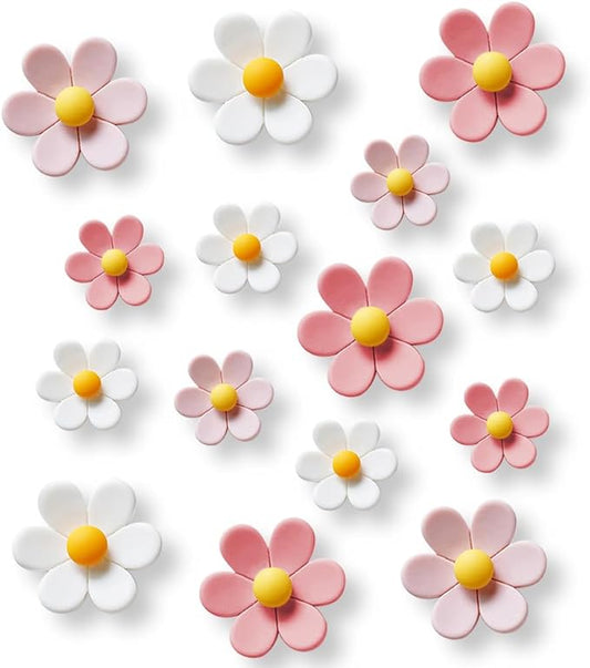 18 pcs - Cute Flower Magnet, Girl Pink Magnet for Fridge and Locker, Whiteboard, and Decoration（18 pcs - Flower-Pink