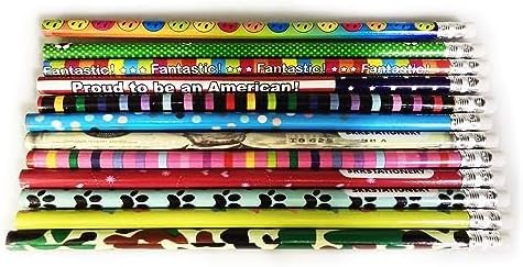 SKKSTATIONERY Assorted Colorful Pencils, Wooden Pencil with Eraser, Pencil Assortment, Novelty Kids Pencils，Awards & Incentives, No.2 HB, Back to school, 12 Assorted Colors 144/box.
