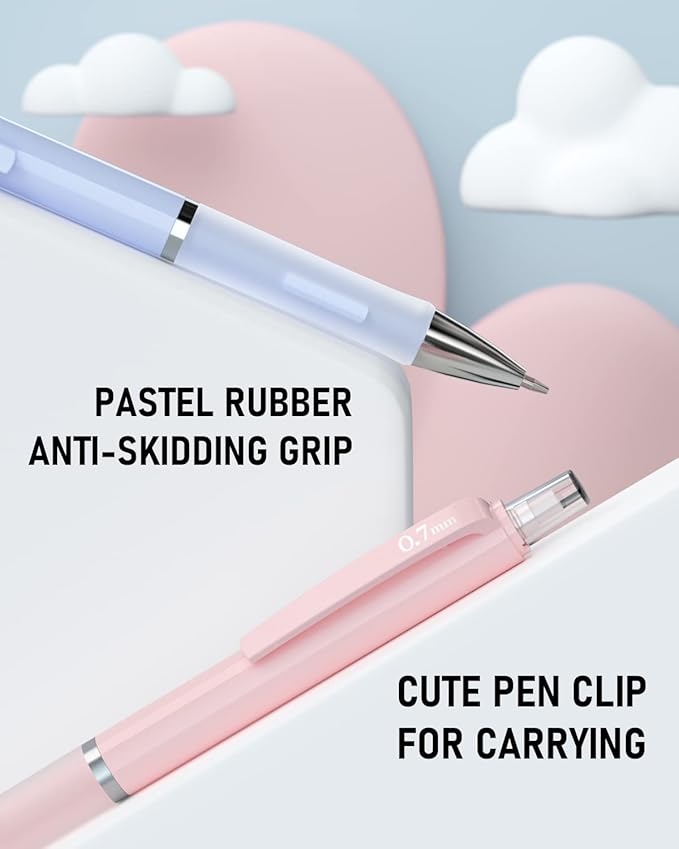 Nicpro 6PCS Pastel Mechanical Pencil Set, Cute Mechanical Pencils 0.5 mm & 0.7 mm & 0.9 mm with 360PCS HB Lead Refills, Eraser, Eraser Refill for Student Writing Drawing Sketching Drafting with Case
