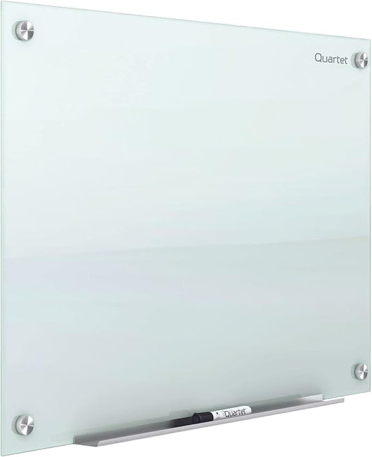 Quartet Whiteboard, Glass Dry Erase Board, Non-Magnetic, 48"W x 36"H, Infinity Frameless Mounting, White Surface, Accessory Tray, and 1 Dry Erase Marker (G4836NMW)