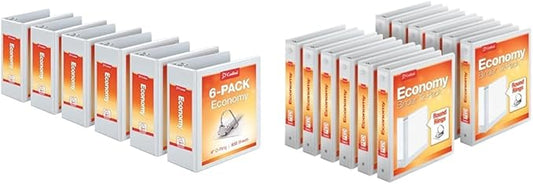 Cardinal Economy Binders Bundle - 4" Slant-D Rings Holds 835 Sheets Case of 6 & 1.5" Round Rings Holds 350 Sheets Carton of 12