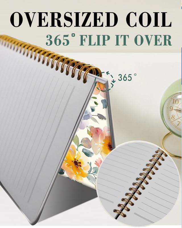 Spiral Journal Notebook,A5 Hardcover Lined Journals for Women Girl 6 x 8.3 in,120 Pages Thick Paper,Cute College Ruled Writing Notebook for Gifts Office Work School(Beautiful Floral)