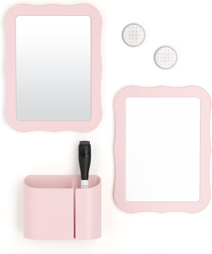 U Brands Locker Accessories Kit, Back to School Essentials, Blush, 6-Piece, Includes Whiteboard, Mirror, and Organizing Supplies