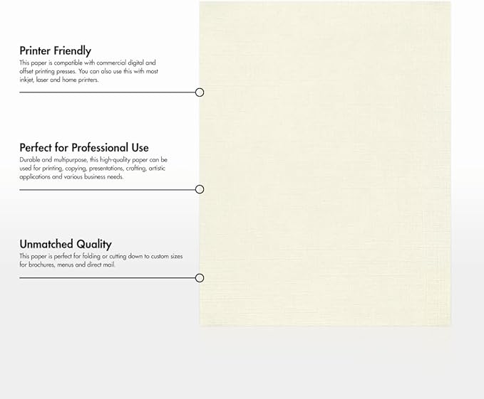 LUXPaper 8.5" x 11" Paper | Letter Size | Natural Linen | 80lb. Text | 250 Qty