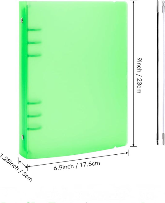 BAOFALI 3Pcs/Set A5 6 Ring Binder Cover Clean Transparent Soft PVC for Refillable Notebook Shell withMatte surfaceforStamp & Die Storage (Green)
