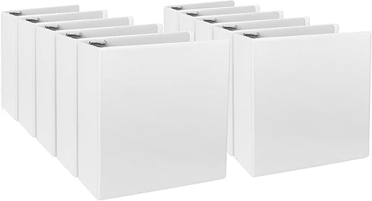 3-Inch 3 Ring Binder, Standard 3" Slant-D Ring Binder Fit Letter Size Paper, Presentation View Binders, White, 10-Pack