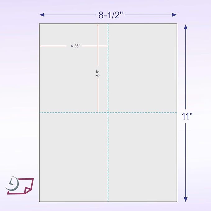 NextDayLabels - 8-1/2" x 11" Laser/Inkjet Postcards 4 Per Page, (4-1/4" x 5-1/2" Each Card | Gray, 1000 Cards)