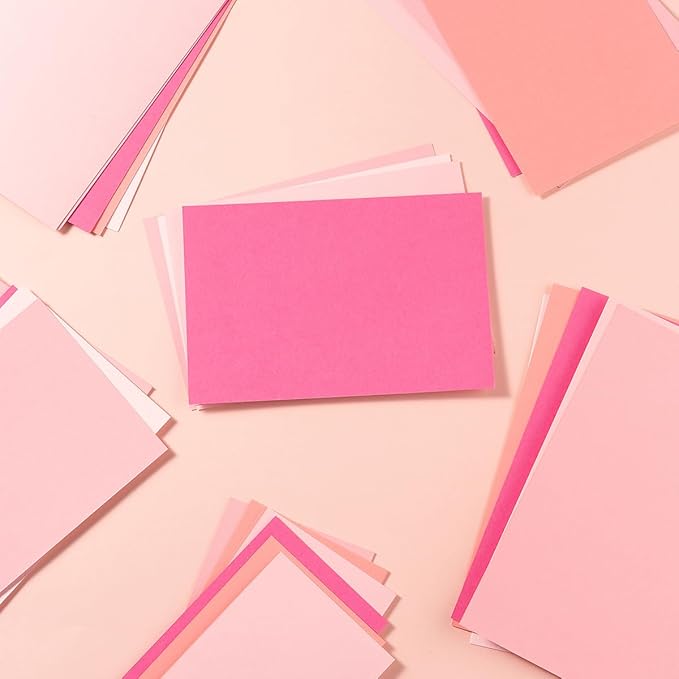 50 Sheets 3x5 Small Colored Cardstock Paper 5 Colors Blank Flash Cards, 250 GSM Heavy Card Stock for DIY Art Projects, Cards (Pink)