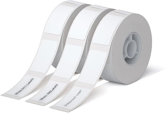 NIIMBOT D11 Label Maker Tape Adhesive White Paper 0.47" X 0.87" (12 X 22mm) 260 Labels/Roll, Compatible for NIIMBOT D11 D110 Label Printer, Thermal Paper Black on White, 3-Roll