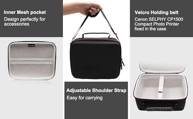 LTGEM Hard Case Compatible with Canon SELPHY CP1500 / CP1300 / CP1200 Compact Photo Printer/Portable Photo Printer (with Shoulder Strap)