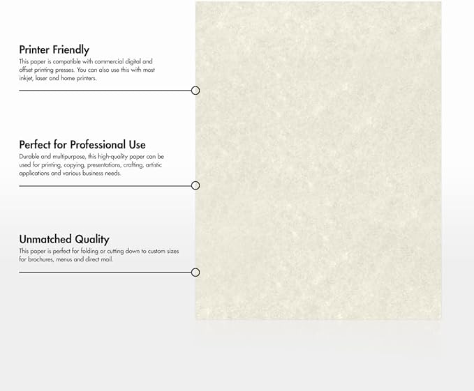 LUXPaper 8.5" x 11" Paper | Letter Size | Cream Parchment | 60lb. Text | 250 Qty
